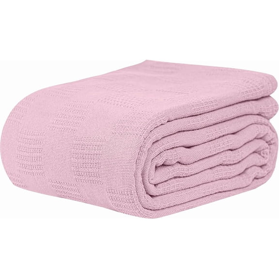 FASHENG Thermal Hospital Blanket, 100% Cotton, Snag-Free, 74x100, 2-Pack, Mauve