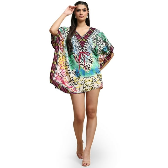 FASHIENT Kaftan Dresses for Women Plus Size Bathing Suit Cover up Caftan Maxi Beach Dresses (Green, One Size)