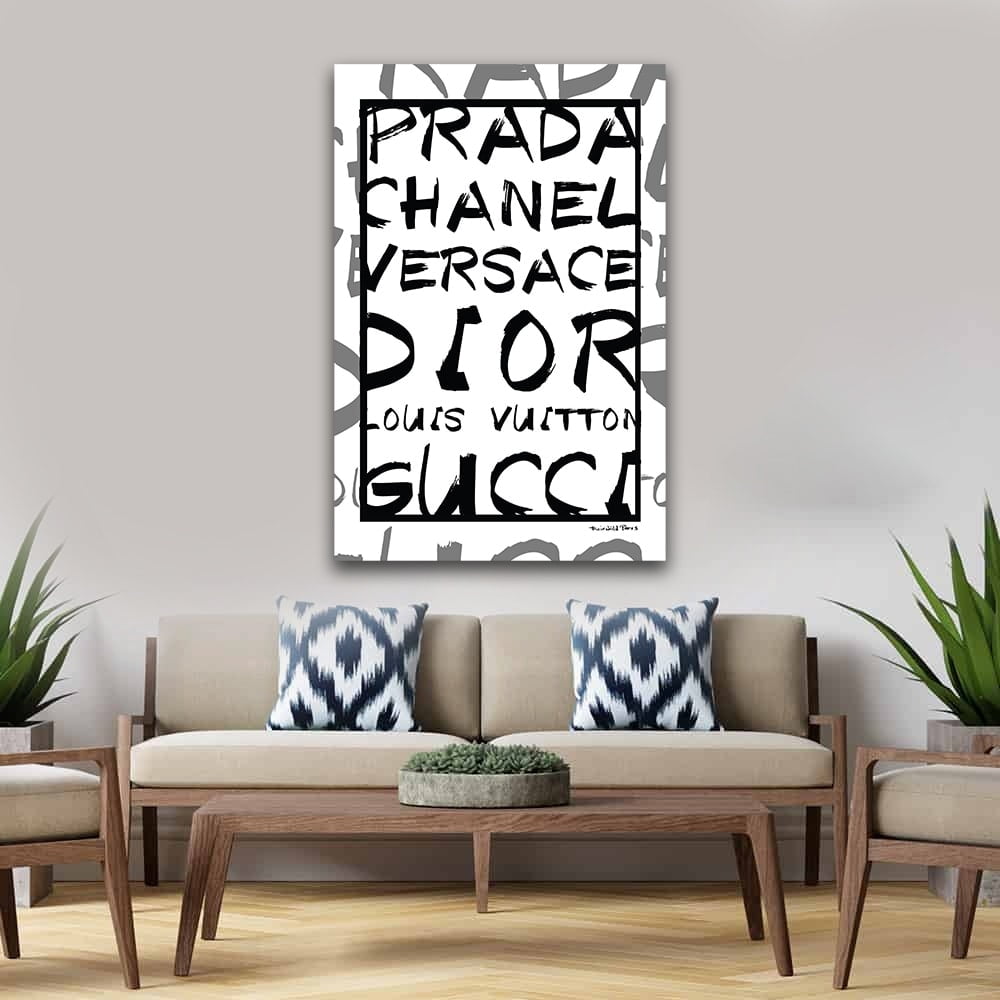 FASHION BRANDS BLACK & WHITE DESIGN - 14"x14" Canvas Artwork 20 x 30
