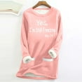 thumbnail image 1 of FASHION IHengLiXing Fashionable Women's Tops Women's Autumn-Winter Plus Size Sweater Thickened Fleece Lining for Warmth Long Sleeve Round Neck Top/Shirt Pink S, 1 of 3