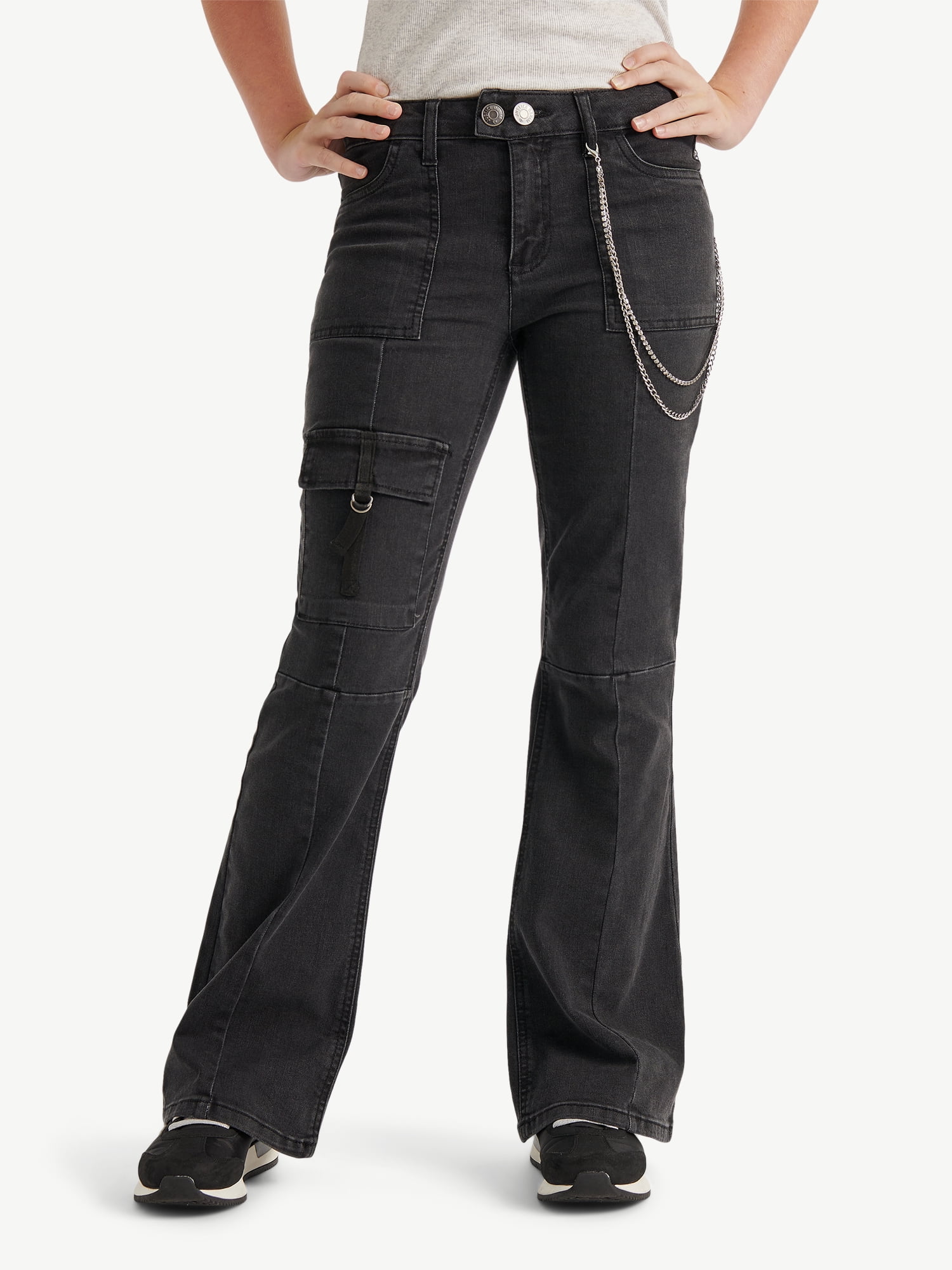 Justice Girls Flare w/ Chain Jeans, Sizes 6-18, Slim & Plus