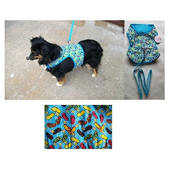 FASHION PRINT No Choke XL Harness Vests For Dogs - Smaller Dog Vest Harnesses(Flip Flop Pattern)