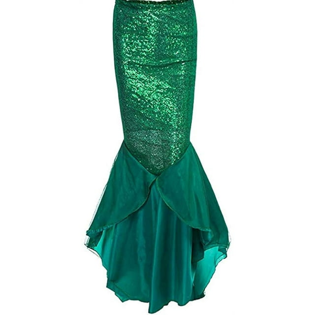 Fashion Sexy Mermaid Adult Women Halloween Costume Fancy Party Sequins Dress Tail Skirt 