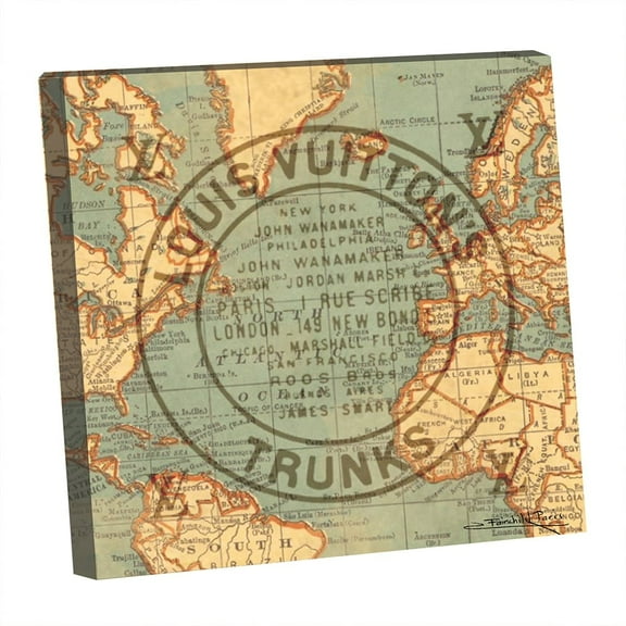 FASHION VINTAGE WORLD MAP - 14"x14" Canvas Artwork - Multi-Color 30 x 30