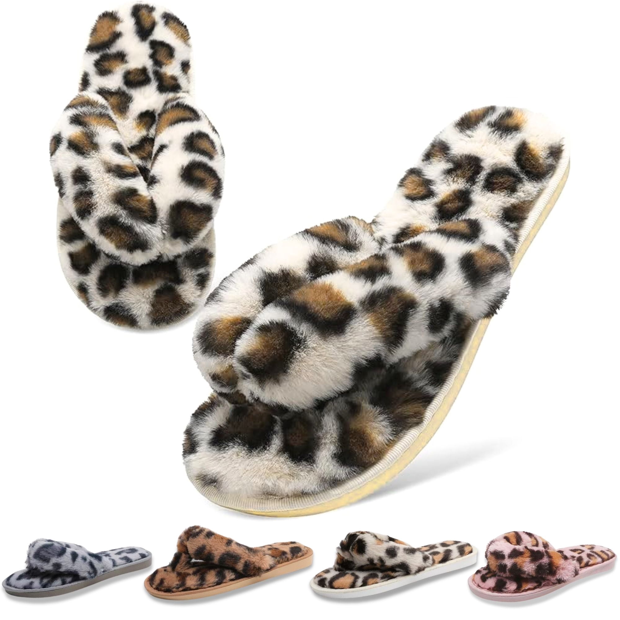 Women's Summer Synthetic Fur Slides Flip Flop Indoor Big House Slippers