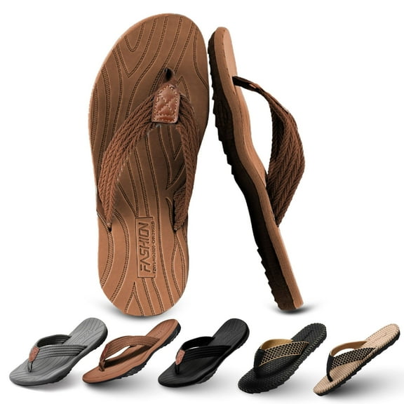 PPCHVOMEY Flip Flops for Men with Orthotic Arch Support Comfort Slippers with Anti-Slip Sole Beach Men Sandals for Indoor Outdoor Use