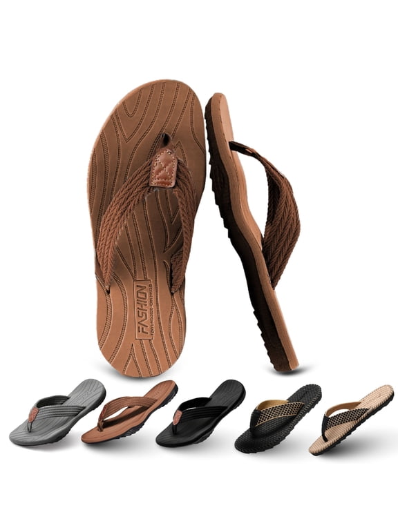 Flip Flops for Men with Orthotic Arch Support Comfort Slippers with Anti-Slip Sole Beach Men Sandals for Indoor Outdoor Use