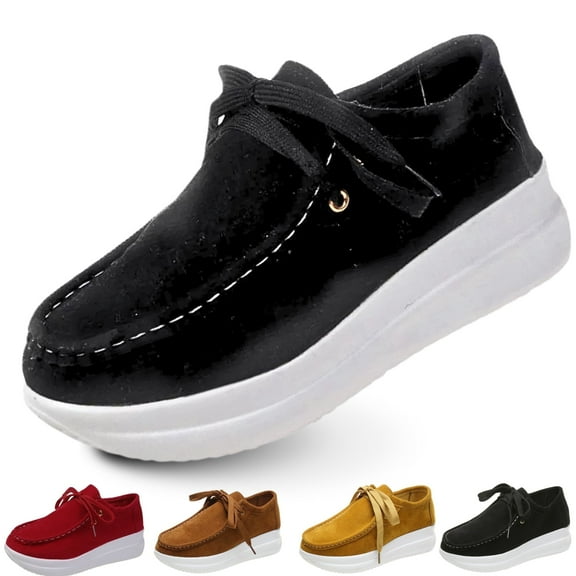 PPCHVOMEY Loafers for Women Platform Work Loafers Shoes Oxford-Inspired Lace Up Shoes with Memory Foam Non-Slip Sole Suede Upper for Casual Office Walking