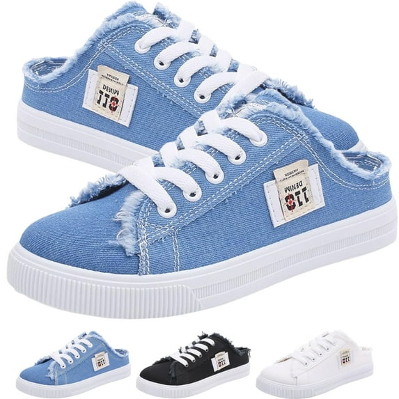 CHICVOMEY Canvas Slip On Tennis Shoes for Women Lightweight & Breathable Mules Comfort Fashion Tennis Shoes Sneakers for Casual Walking & Work