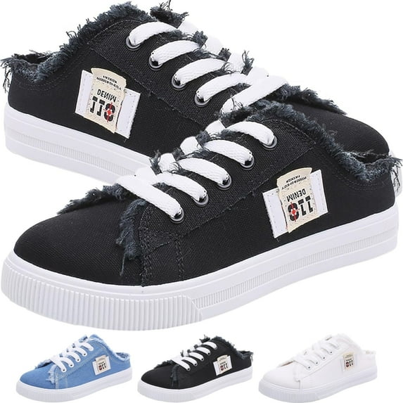 CHICVOMEY Canvas Slip On Tennis Shoes for Women Lightweight & Breathable Mules Comfort Fashion Tennis Shoes Sneakers for Casual Walking & Work