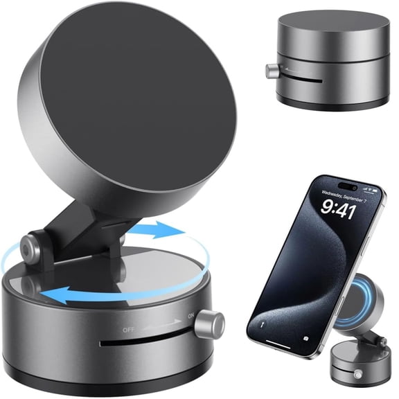 PPCHVOMEY Magnetic Suction Phone Holder,Upgraded 360 Adjustable Suction Cup Car Phone Mount,Hands-Free Cell Phone Holder Compatible with iPhone 16/15/14/13/12 Series