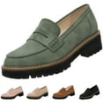 thumbnail image 1 of CHICVOMEY Vintage Penny Loafers for Women Slip On Platform Shoes with Lug Sole Arch Support Comfort Non-Slip Work Shoes for office Business Casual, 1 of 8