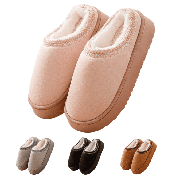 FASHIONBANANA Warm Cotton Slippers for Women Indoor and Outdoor Bedroom Fluffy Fleece Slippers Winter Soft Cozy Non-Slip Soft Plush Slip-on Wool Lined Shoes