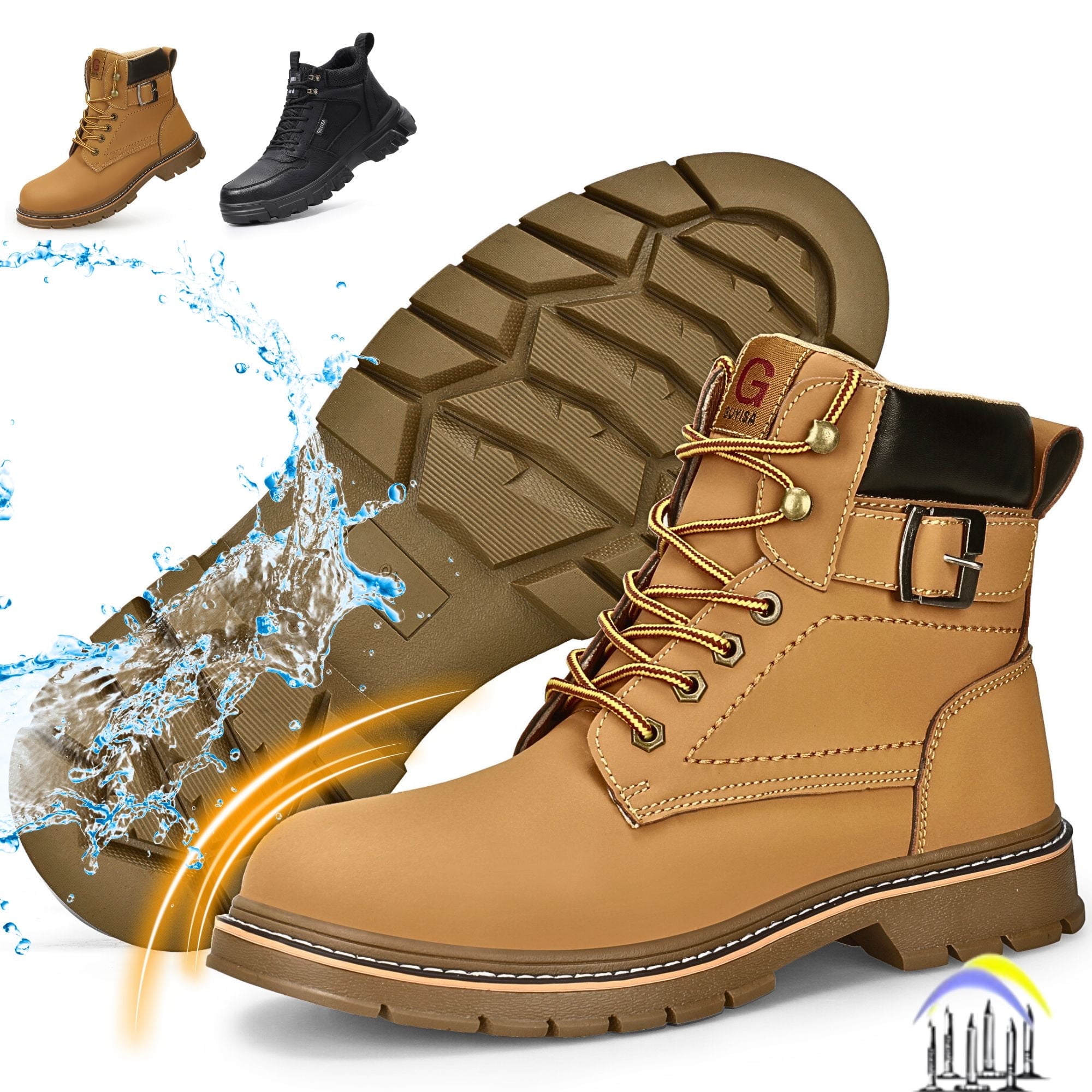 CHICVOMEY Waterproof Work Boots for Men Work Shoes Slip-Resistant ...