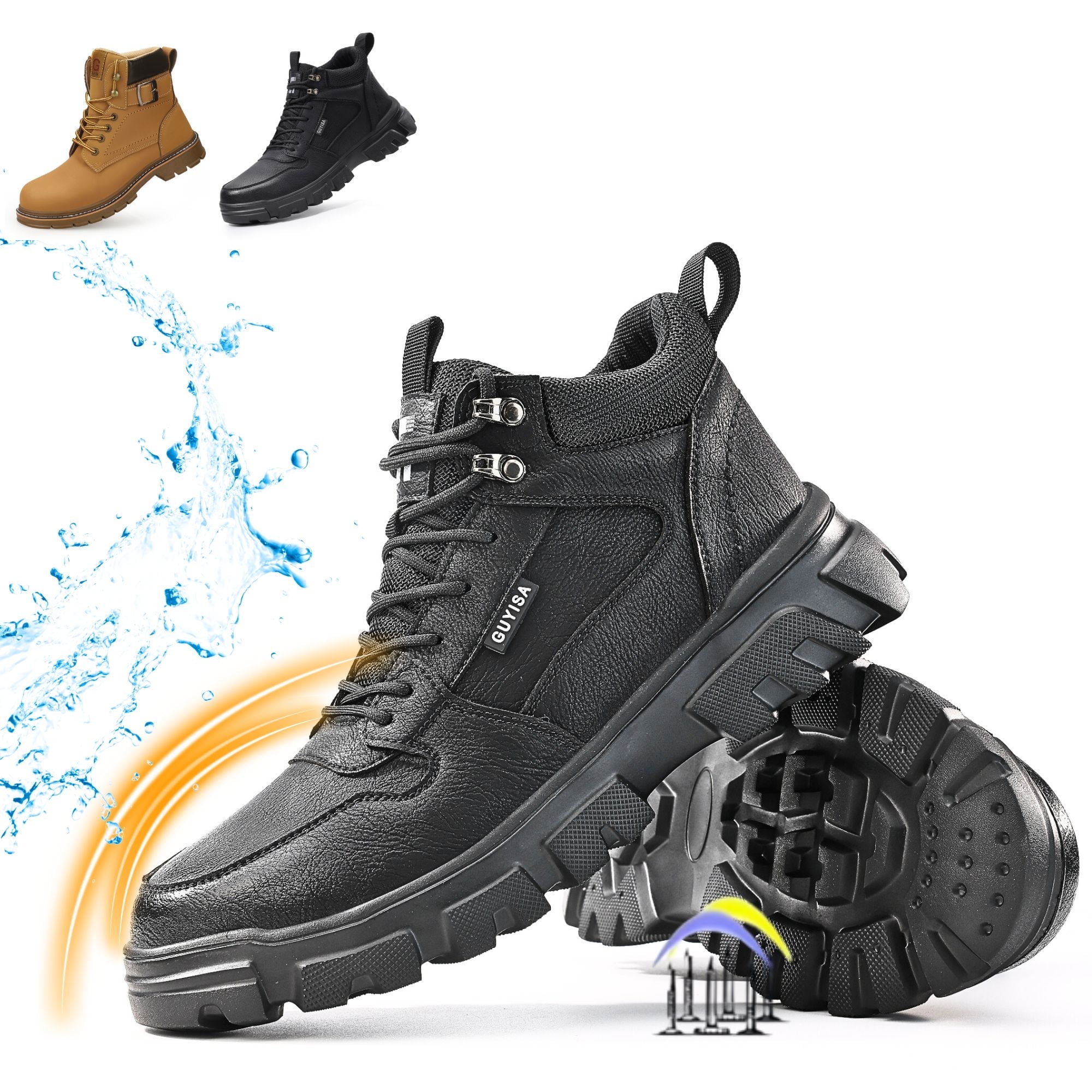 CHICVOMEY Waterproof Work Boots for Men Work Shoes Slip-Resistant ...