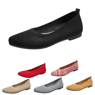 PPCHVOMEY Women’s Flats Shoes Comfortable and Soft Flats Crochet Mesh Sharp tip Toe Slip-On Casual Flats Dress Shoes ﻿