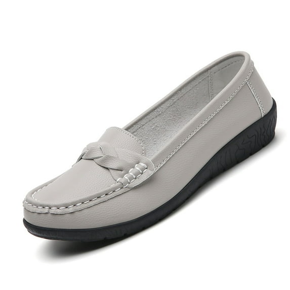 CHICVOMEY Women's Comfort Leather Loafers - Slip-On Walking Shoes with Arch Support, Non-Slip Soft Sole for Nurses, Work and Travel