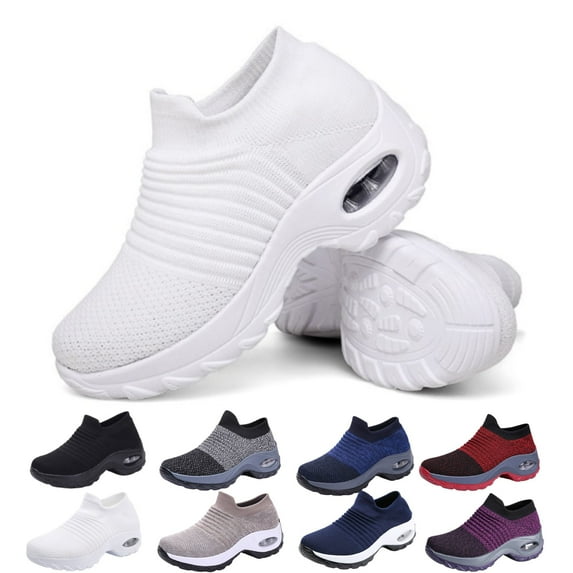 PPCHVOMEY Women Walking Sneakers Breathable Lightweight Slip On Shoes Air Cushion Running Comfort Non-Slip Arch Support Sneakers for Women
