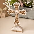 thumbnail image 1 of FASHIONCRAFT 5 Beautiful Antique Ivory Cross Statue with Matte Gold Detailing Religious Favors, 1 of 4