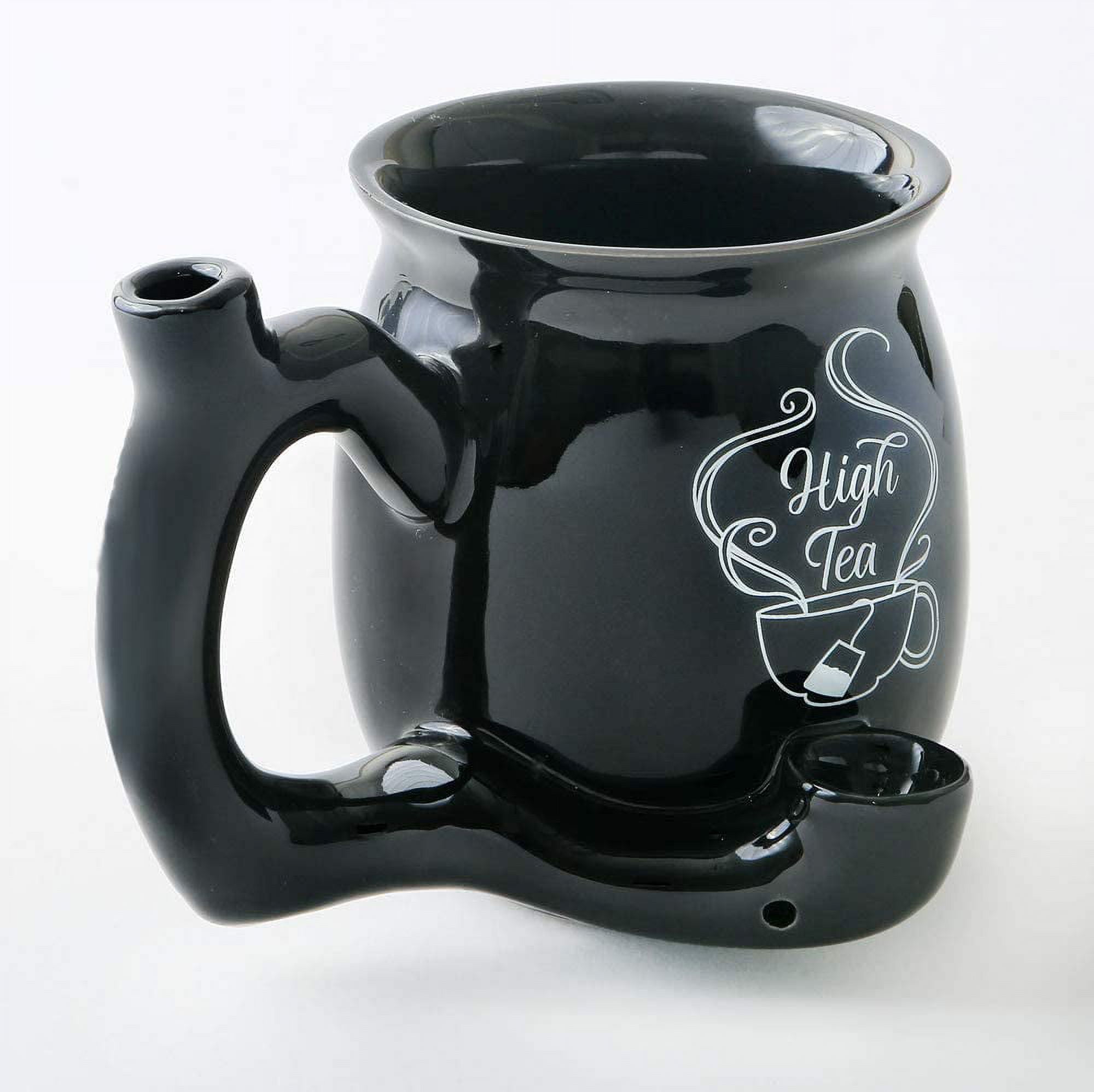 FASHIONCRAFT 82374 High Tea Single Wall Mug, Shiny Black with White