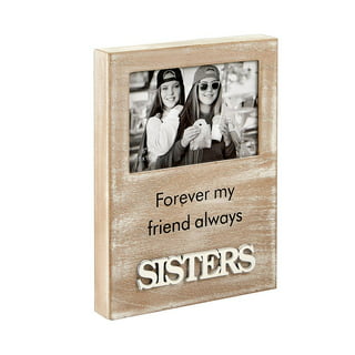 4x6 SISTERS Distressed Expressions Gray Wood Frame 5x7 Mat / Silver Accent