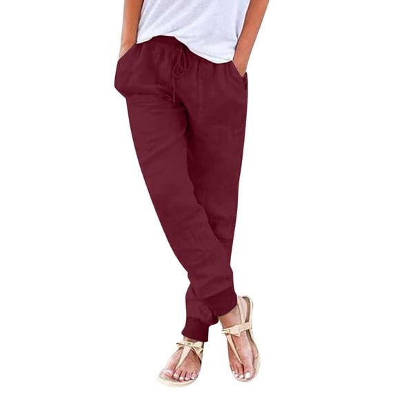 FASHIONPANT Fashion Casual Pants For Women Elastic Waist With Pockets Pants
