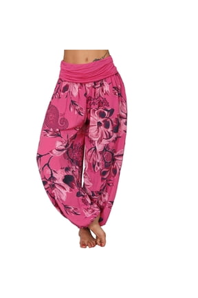 Fashion Casual Pants For Women Hippie High Waist Loose Wide Leg Plus Size Harem Pants