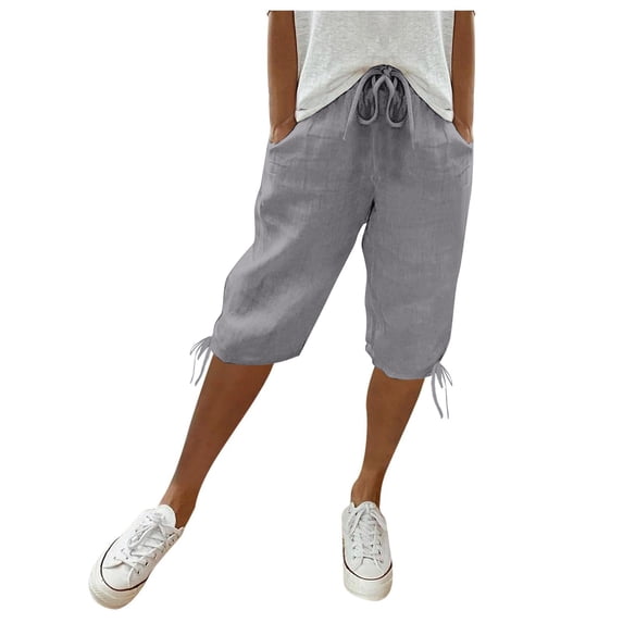 FASHIONPANT Fashion Casual Pants For Women Knee Length Loose Pants