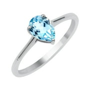 FASHIONQ RETAIL Natural Blue Topaz Rings For Women Sterling Silver, Solitaire Rings, Pear Shape Stone Sterling Silver Budget Ring
