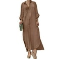 thumbnail image 1 of FASHIONWT Casual Button Down Long Sleeve Straight Midi Long Linen Women Shirt Dress, 1 of 4