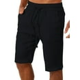 thumbnail image 1 of FASHIONWT Casual Drawstring Cropped Pants Insert Pockets Linen Men Shorts, 1 of 4