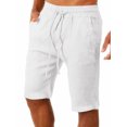 thumbnail image 1 of FASHIONWT Casual Drawstring Cropped Pants Insert Pockets Linen Men Shorts, 1 of 4