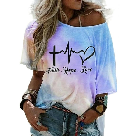 FASHIONWT Casual Pullover Short Sleeve Floral Print Women Crewneck T-Shirts