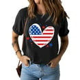 thumbnail image 1 of FASHIONWT Festival Casual Style Summer Short Sleeve USA Flag Graphic T-Shirts Women, 1 of 3