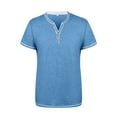 thumbnail image 1 of FASHIONWT Men Melange Jersey Shirts Summer Short Sleeve Button Henley T-Shirts, 1 of 7