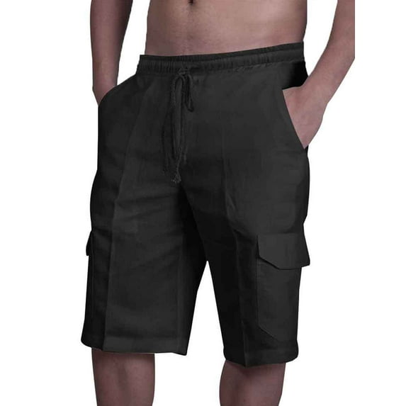 FASHIONWT Men Plus Size Solid Color Lace Up Shorts Slash Pocket Shorts Chino Shorts Drawstring Shorts