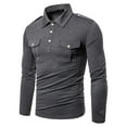 thumbnail image 1 of FASHIONWT Men Slim-fitting Combat Long Sleeve Henley Button Pullover Lapel Shirts, 1 of 6