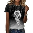 thumbnail image 1 of FASHIONWT Women Autumn & Summer Round Neck Rose Print Pullover T-Shirt Size S-5XL, 1 of 4