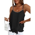 thumbnail image 1 of FASHIONWT Women Beading Chiffon Camisole Thin Strap Summer Pleated Tank Tops, 1 of 5