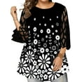 thumbnail image 1 of FASHIONWT Women Boho Retro Graphic Plus Size Petal Sleeve Loose Summer T-Shirts, 1 of 2