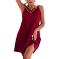 thumbnail image 1 of FASHIONWT Women Casual Plain Short A-Line Skirt Thin Strap Beach Sundress, 1 of 4