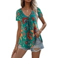 thumbnail image 1 of FASHIONWT Women Chic Floral Crewneck Summer Short Sleeve T-Shirts, 1 of 4