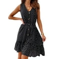 thumbnail image 1 of FASHIONWT Women Classic Polka Dot Mini Sleeveless Tank Dress With Pleated Hemline, 1 of 4