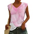 thumbnail image 1 of FASHIONWT Women Cotton V-Neck Boho Graphic Cap Sleeve Summer T-shirt, 1 of 2