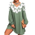 thumbnail image 1 of FASHIONWT Women Cute Long Sleeve V-Neck Floral Babydoll Dress, 1 of 4