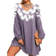 thumbnail image 1 of FASHIONWT Women Cute Long Sleeve V-Neck Floral Babydoll Dress, 1 of 4
