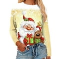 thumbnail image 1 of FASHIONWT Women Cute Snowman Print Tee Christmas Snowflake Festival T-Shirts, 1 of 4