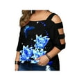 thumbnail image 1 of FASHIONWT Women Elegant Printed Crewneck Short Sleeve Summer Plus Size T-Shirts, 1 of 2