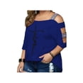 thumbnail image 1 of FASHIONWT Women Elegant Printed Crewneck Short Sleeve Summer Plus Size T-Shirts, 1 of 2