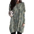 thumbnail image 1 of FASHIONWT Women Floral Print Loose Mid-length T-Shirt Long Sleeve Pockets Casual Tops, 1 of 4